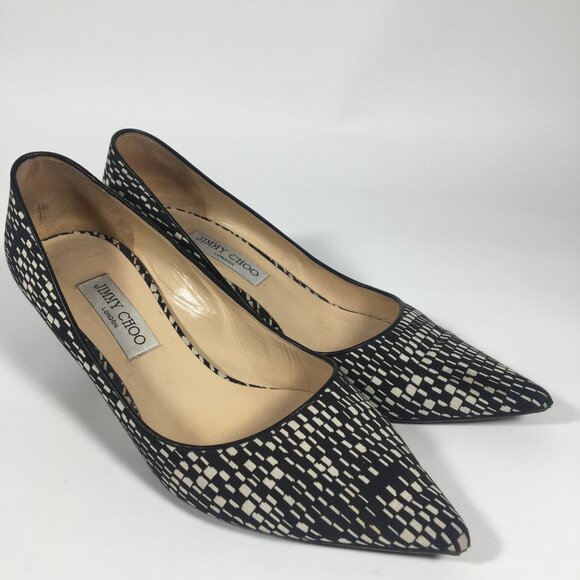 Jimmy Choo Aza Kitten Heels Geometric Print - Picture 2 of 12